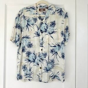 Vintage Kalaheo‎ Hawaiian Shirt Mens Small Aloha Pineapple Palm Tree Made in USA